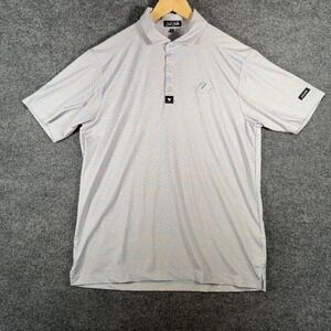 Bad Birdie Lexus Golf Polo Shirt Men Medium Blue Polka Dot Geometric Performance
